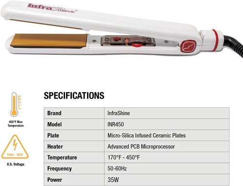 Redline Professional Flat Iron - 1" White Hair Straightener for Sleek, Smooth Styles