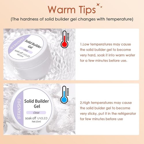 IFFANSHU Solid Builder Gel for Nails, 2 Colors Clear White Non-Sticky 3D Sculpting Gel Nail Art Carving Modeling Gels Hard Nail Extension for DIY Home Salon Manicure