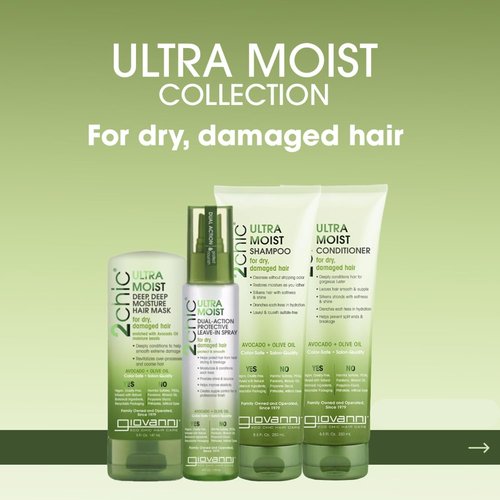 Giovanni 2Chic Ultra-Moist Shampoo & Conditioner Set - Nourishing Avocado & Olive Oil, Sulfate-Free - 24 Fl Oz (Set of 2)