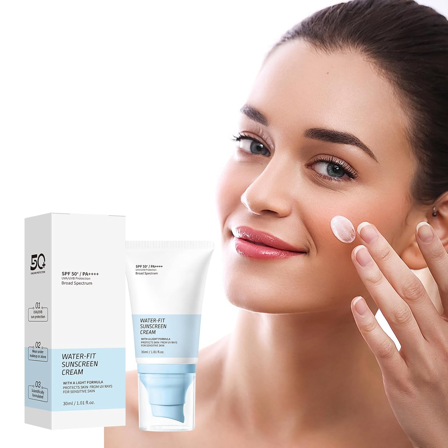 Water-Fit Sunscreen Cream SPF 50+ | Lightweight Daily UV/UVB Protection | Moisturizing Formula | 30ml