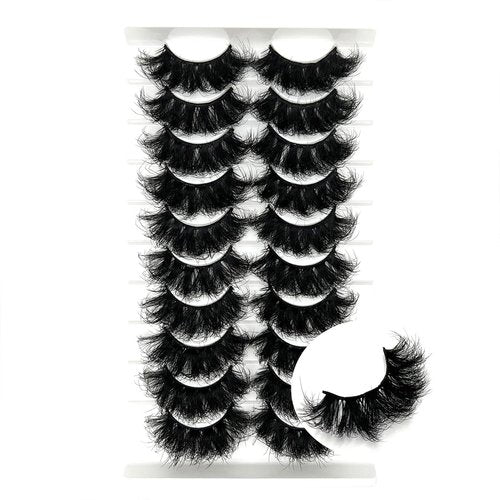 IFSOWDRA Mink Lashes Fluffy Big Dramatic Thick False Eyelashes, Soft 20mm Volume 3D Faux Mink, 20 Pairs Eyelashes Pack, 25mm Full Strip Lashes That Look Like Extensions
