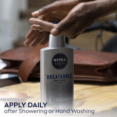 NIVEA MEN Body Lotion - 48 Hour Hydration for Men | Breathable Formula, 13.5 Fl Oz