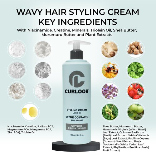 Skiennix Wavy Hair Styling Cream - Silicone-Free Formula for Soft, Flexible Waves - 400ml