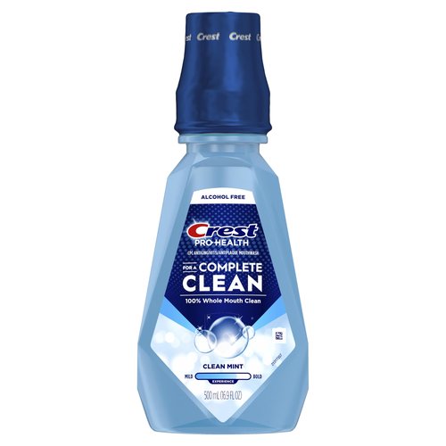 Crest Pro-Health Clean Mint Mouthwash, CPC Antigingivitis/Antiplaque Mouthwash, 500 mL (16.9 Fl Oz ), Pack of 4, Crest Mouthwash, Gingivitis Treatment