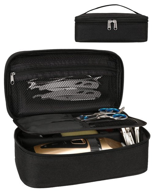 Meiiy Barber Tool Bag, Hair Clipper Bag Hair Cutting Scissors Storage Bag Shaving Kits Haircut Accessories Organizer Bag Gift for Women (Black)