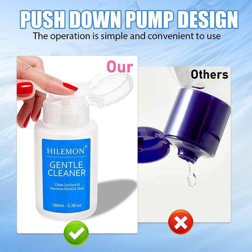 Skiennix Push-On Nail Cleaner - Gentle Surface Cleanser for Gel & Art | 160ml Pump Bottle
