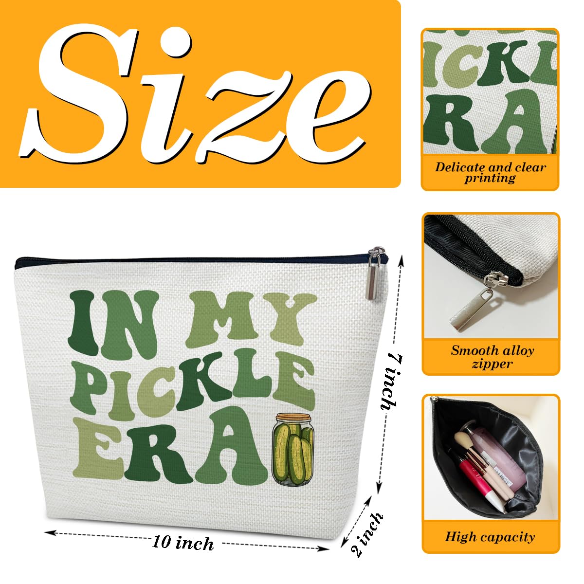 Ythuil Funny Pickle Gifts for Pickle Lovers, Cool Gifts for Best Friends, Makeup Travel Toiletry Bag, Thank You Present for Women, Birthday Present for Sister, Teen, Bestie, Daughter, Niece, Bff