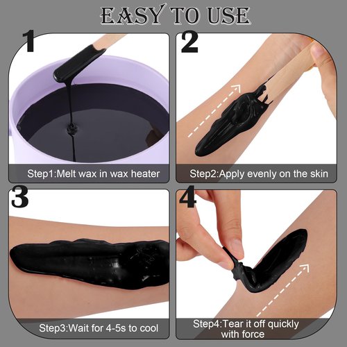 PURPLESKY 5lbs Hard Wax Beads Bulk, Professional Hair Removal Wax Kit for Coarse Hair & Sensitive Skin, Low Temperature, Microwavable, Painless Brazilian, Bikini, Face, Leg, Body Home Use, Black