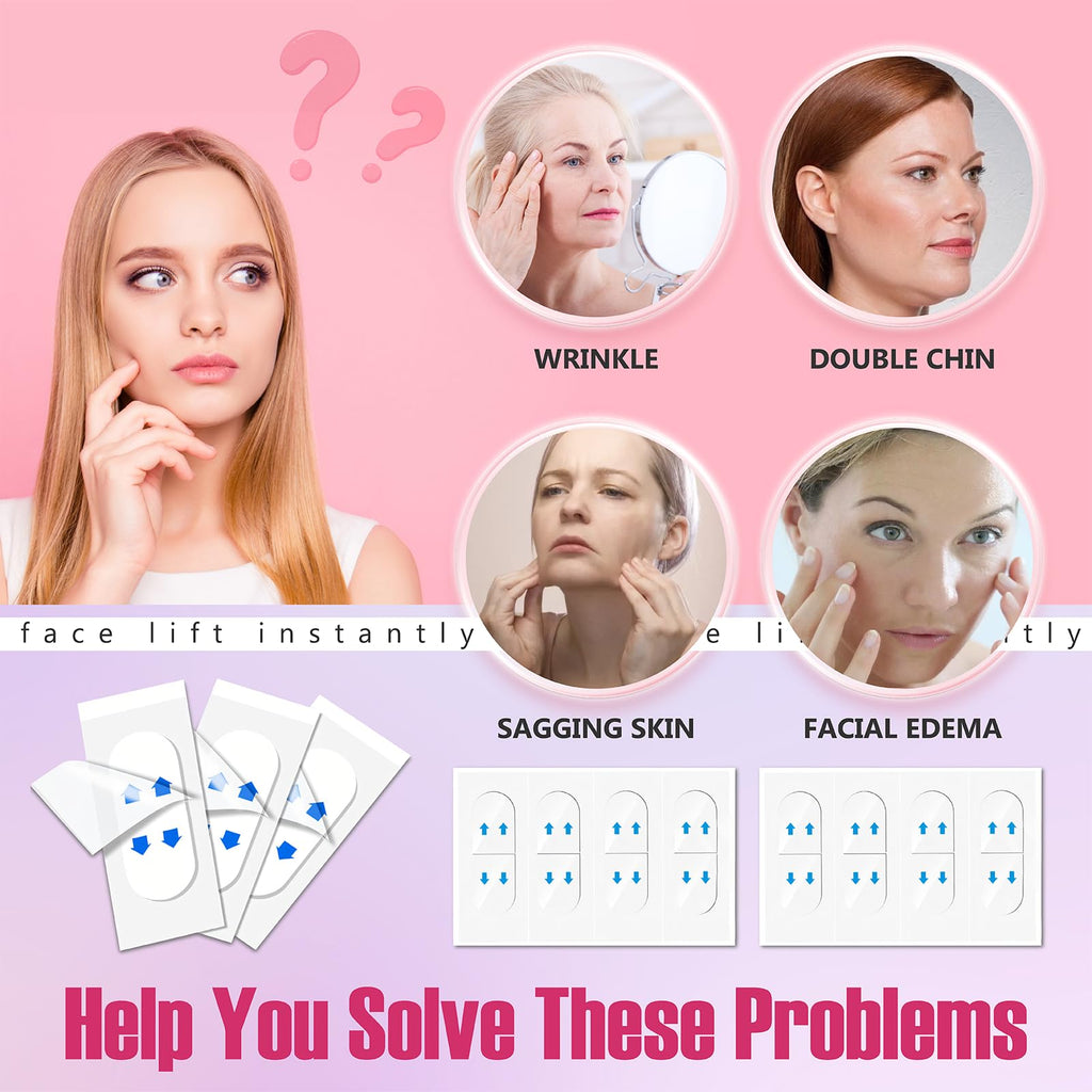 YAGUVI Face Lift Tape, Face Lift Tape Invisible, Face Tape Lifting Invisible, Face Tape Instantly Lifts Sagging Skin Around The Face, Hides The Double Chin and Creates A v-Shaped Face 60PCS