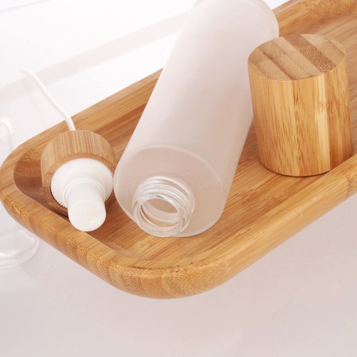 COSIDEA 12 pcs Empty 4oz /120ml bamboo lid Frost glass spray bottle with fine mist despenser head for liquid perfume toiletries containers, toner bottles