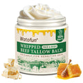 Whipped Beef Tallow Balm for Skin - 100% Organic Grass-Fed Tallow & Honey Body Butter, Infused with Olive Oil to Nourish, Soothe & Repair Dry, Cracked, Sensitive Skin- Natural Deep Moisturizer 4 OZ