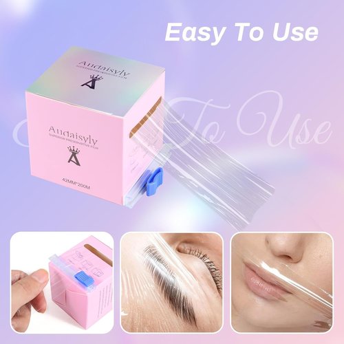 Skiennix Disposable Eyebrow Tattoo Film - Premium Transparent Wrap with Ergonomic Slicer | 2 Boxes for Lip Blush & Eyebrow Lamination