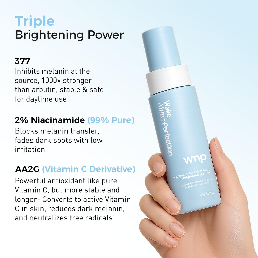 WNP Hyaluronic Acid Hydrating & Brightening Lotion: 4D Hyaluronic Acid, 2% Niacinamide, 377, Vitamin C Deep Moisture & Radiance Boosting Facial Moisturizer Vegan SkinCare for All Skin Types