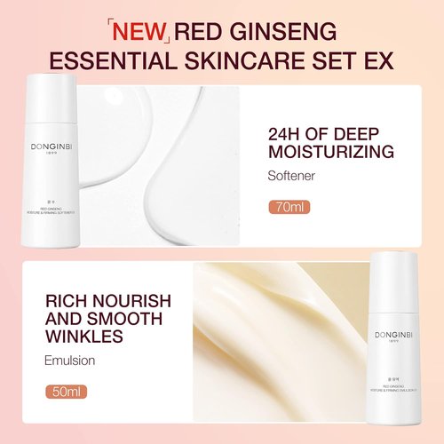 Donginbi Red Ginseng Skin Care Set - Firming Moisturizer, Hydrating Toner & Essence | Korean Beauty Essentials