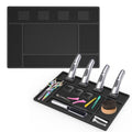 Magnetic Barber Mat for Clippers,Station Barber Tool Organizer Mat Rubber for Scissors Salon Barber shop Beauty Tools with 4 Slots Flexible Silicone Barber Pad Non-Slip Professional Barber Accessories