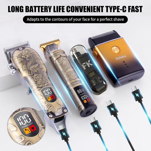 soieho Hair Clipper for Men Set Cordless Electric Hair Clipper T-Shaped Beard Trimmer Nose Hair Trimmer Electric Shaver Professional Haircutting and Beauty Kit