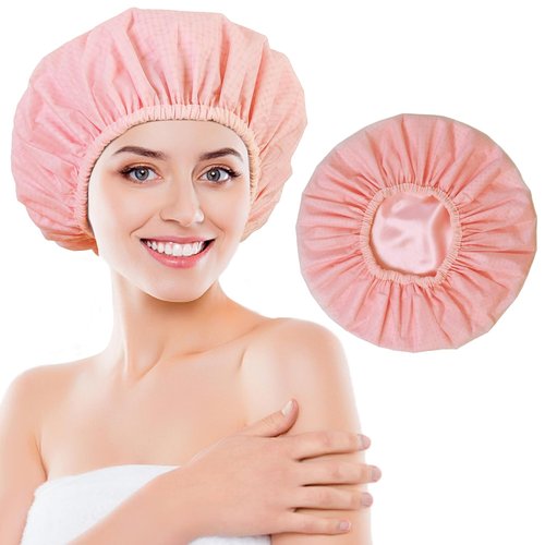 choshion Shower Cap for Women, Shower Caps Reusable Waterproof, Large Plastic Satin Lined Shower Cap for Braids Long Hair