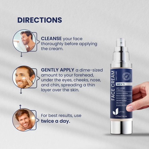 Uttse 6-in-1 Mens Face Moisturizer: Face Cream for Men - Reduce the Look of Eye Bags, Dark Circles, and Puffiness - Skin Care for Men - 1.7 fl oz - Made in Korea