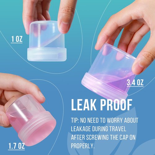 DEMORA Small Travel Containers Plastic Jars with Lids for Creams, Refillable TSA Approved Travel Size Containers for Lotion Makeup Cosmetic Toiletries Ointments, PP, BPA Free (Clear, 3.4 oz, 6 Pcs)