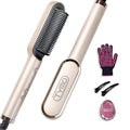 TYMO Ring Hair Straightener Brush - Fast Heating Comb with 5 Temperature Settings | Gold Finish