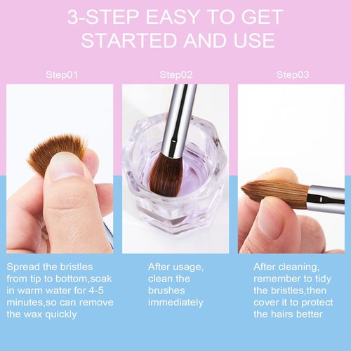 Shine Chance 2Pcs Acrylic Nail Brushes Set, 100% Pure Kolinsky Size 12 Nail Art Brush & Small Clean Up Brush, Art Design & Polish Mistake Cleaning Manicure Tools for Women Acrylic Application