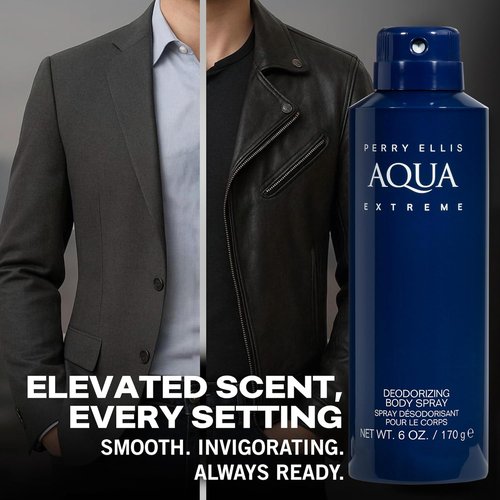Perry Ellis Aqua Extreme Body Spray for Men - Fresh Wood & Spice Fragrance | 6 oz Cologne Mist