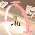WurodBiza Upgrade 31" Wide-Body Large Half Moon Light for Nail Desk with Phone Holder, Foldable Arch Light for Nail Techs Perfect for Professional Manicure (Large Pink)