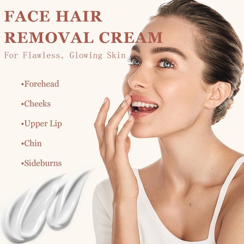Face Hair Removal Cream for Women, Facial Depilatory Cream for Chin Upper Lip Sensitive Skin Hair Removal, Painless & Flawless Hair Removing At Home, 1.69 Fl.oz w/Spatula