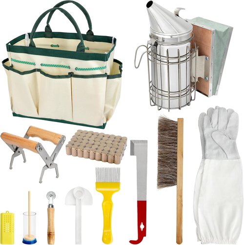 Blisstime 12-Piece Bee Hives Starter Kit - Complete Beekeeping Supplies with Smoker & Tools for Beginners