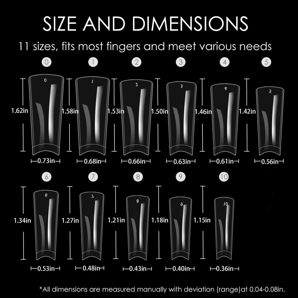 Wellquinn Duck Nail Tips 220Pcs XXL Duck Feet Nail Tips Long Duck Nails Clear Y2K Press on Nails 11 Sizes Half Cover False Nails for Manicure Salon Home DIY