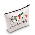 TSOTMO Italy Gift Italy Travel Toiletry Bag For Tourist Italian Gift Italy Trip Gift Peace Love Italy Cosmetic Bag For Italy Lovers (PEACE ITALY)