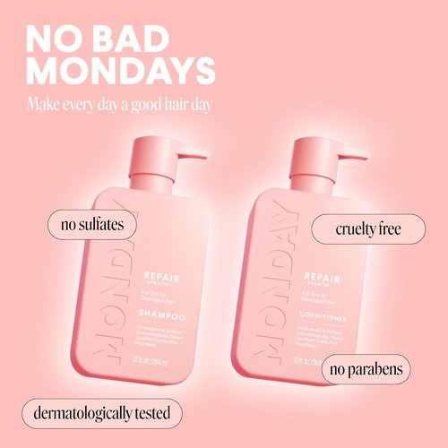 Monday Haircare Repair Shampoo & Conditioner Set - 12 oz | Nourishing Formula for Dry, Damaged Hair