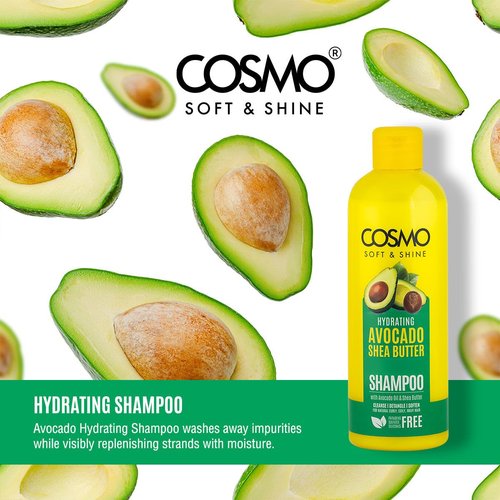 Cosmo Soft & Shine Shampoo - Hydrating Avocado & Shea Butter, 16.2 fl. oz | Paraben-Free, Sulfate-Free, Daily Use