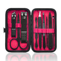 HANTEKAS Manicure Set 9 in 1 Stainless Steel, Nail Clippers Scissors Pedicure Tools Kit - Portable Travel Grooming Kit for Men and Women with Leather Case (Red-BIG Nail Clipper)