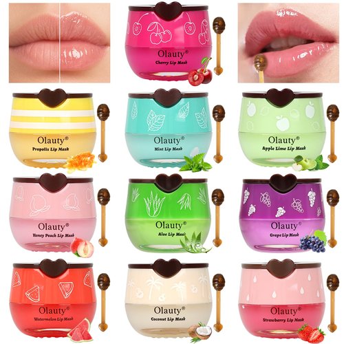 10 PCS Bee Lip Balm Lip Mask Honey Pot,Mothers Day Gifts,Teacher Appreciation Gifts,Honey Lip Balm Bulk Gifts Lip Sleeping Mask Overnight Lip Moisturizer,Easter Basket Stuffers,Party Favors for Women