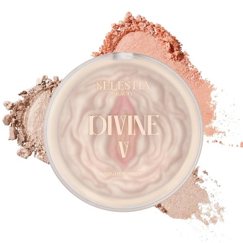 SELESTIA BEAUTY Powder Highlighter - Divine V | Radiant Glow for All Skin Tones, Easy Application, 0.53 oz