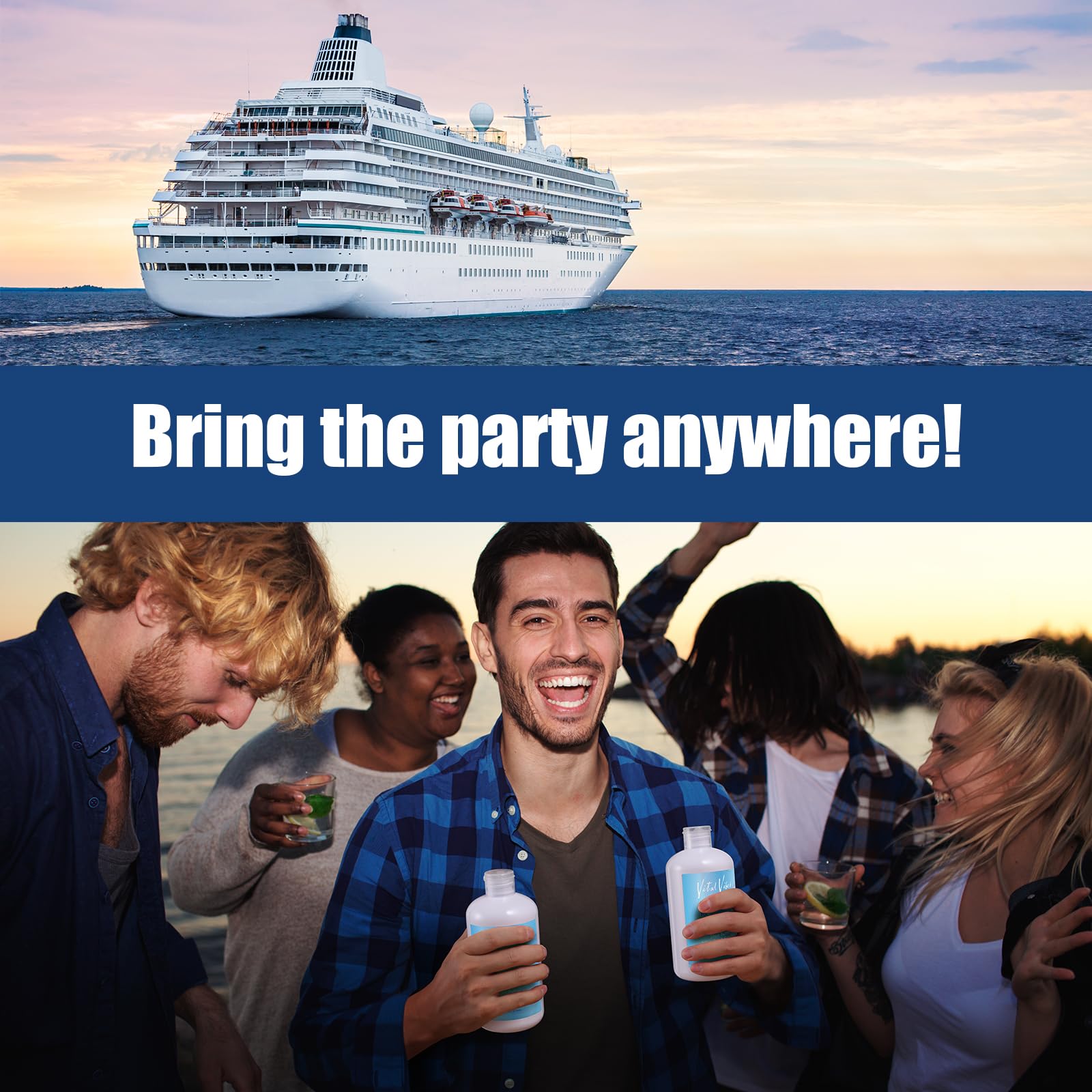 VORIGY Leak-Proof Cruise Bottle Plastic Container - Fake Shampoo Bottle for Cruise Ships | Discreet Beverage Flasks for Cruises, Concerts, Beach - (1 pack/Blue)