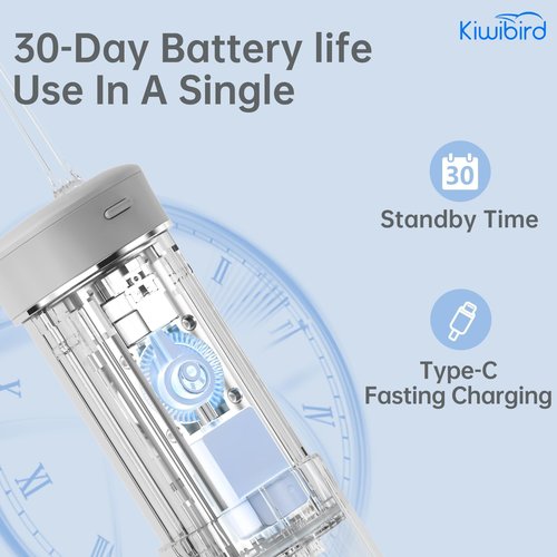 KIWIBIRD Mini Water Flosser for Travel, Ultra-Portable Cordless Oral Irrigator with UVC Light, IPX8 Waterproof 3 Modes, 230mL Teeth Cleaner for Tonsil Stones & Braces Care - Home & Travel (Green)