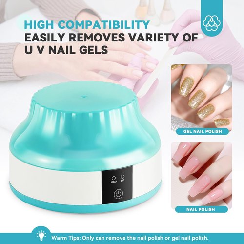 SAVILAND Gel Nail Polish Remover Machine: Electric Nail Soaking Bowl Automatic Steam Quick Remove Gel Steam Gel Polish Remover Portable Nail File Tools Salon Home DIY