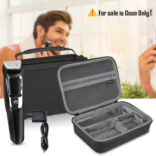 ProCase Hard Travel Case for Norelco Multigroom Series 3000 5000 7000 MG3750 MG5750/49 MG7750/49 Men's Electric Trimmer Shaver and Attachments -Black