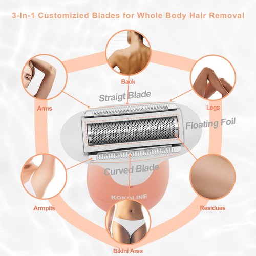 Kokoline Women's Electric Shaver & Trimmer,Wet Dry Painless Razor for Legs,Bikini, Underarms, Hypoallergenic Foil Shaver with Bikini Trimmer,Cordless Waterproof for Shower Travel Gift,coral/bg7y