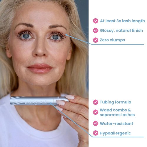 Prime Prometics PrimeLash Mascara for Older Women - Volumizing & Lengthening Formula | Hypoallergenic, Brown