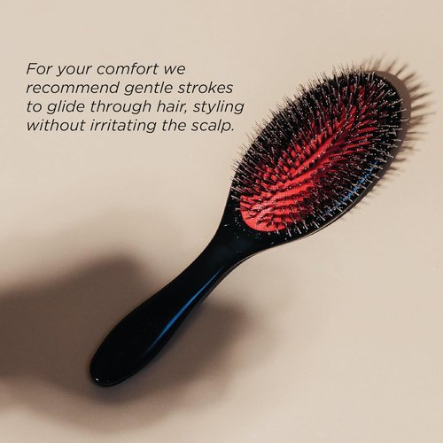 Denman Boar Bristle Hair Brush - Smoothing & Shine Enhancing for All Hair Types | Curl Defining & Detangling