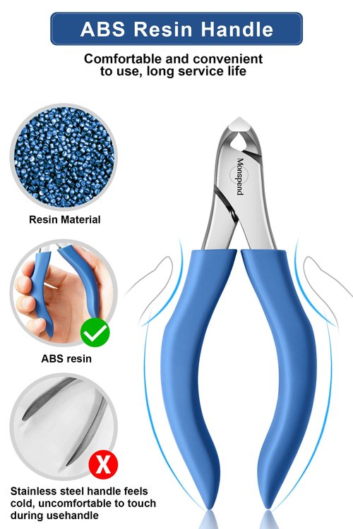 Monspend Toenail Clippers for Seniors Thick Toenails, Heavy-Duty Toenail Clippers, Adult Thick Toenail Long Handle,Aluminum Storage Box (Blue)