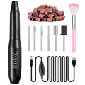 Professional 20000 RPM USB Nail Drill Efile Kit for Acrylic Nails - Manicure & Pedicure Polishing with 6 PCS Nail Drill Bits, Sanding Bands and Brush, Black