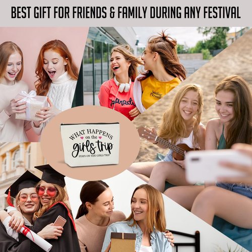 4 Pcs Girls Trip Gifts Weekend Gifts for Women Girls Trip Favors Makeup Bag Cosmetic Bag for Female Lady Girl Daughter Friend Coworker Niece Weekend Bag Vacation Christmas Birthday