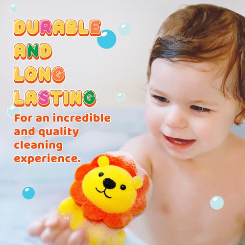 Spongentle Baby Bath Sponge Gift Set - Animal Kingdom Sponge 3 Pack - Bath Essentials for Baby Boys Girls Infants, Gifts for Newborn and Kids, Must Have Toy Accessories for Bathing