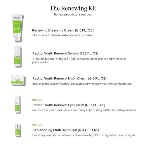 Murad Active Renewal 30-Day Regimen Kit | 5-Piece Trial Set for Youthful Skin - $98 Value