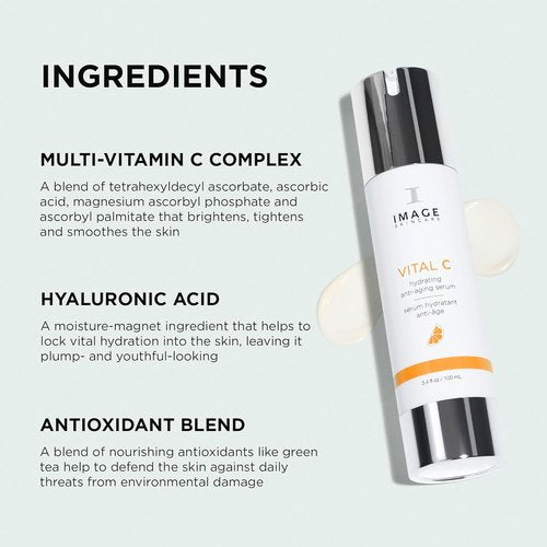 IMAGE Skincare VITAL C Hydrating Face Serum - Brightening Vitamin C & Hyaluronic Acid for Youthful Skin