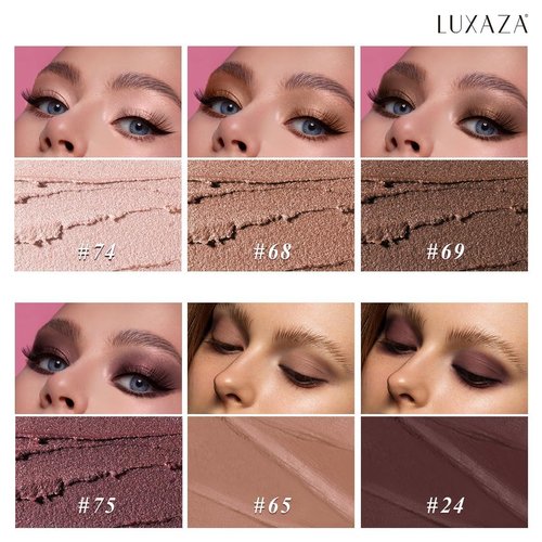 LUXAZA PRO Eyeshadow Stick Set - 6PCS Brown Metallic Shimmer & Matte Cream Crayon | Grape Wine